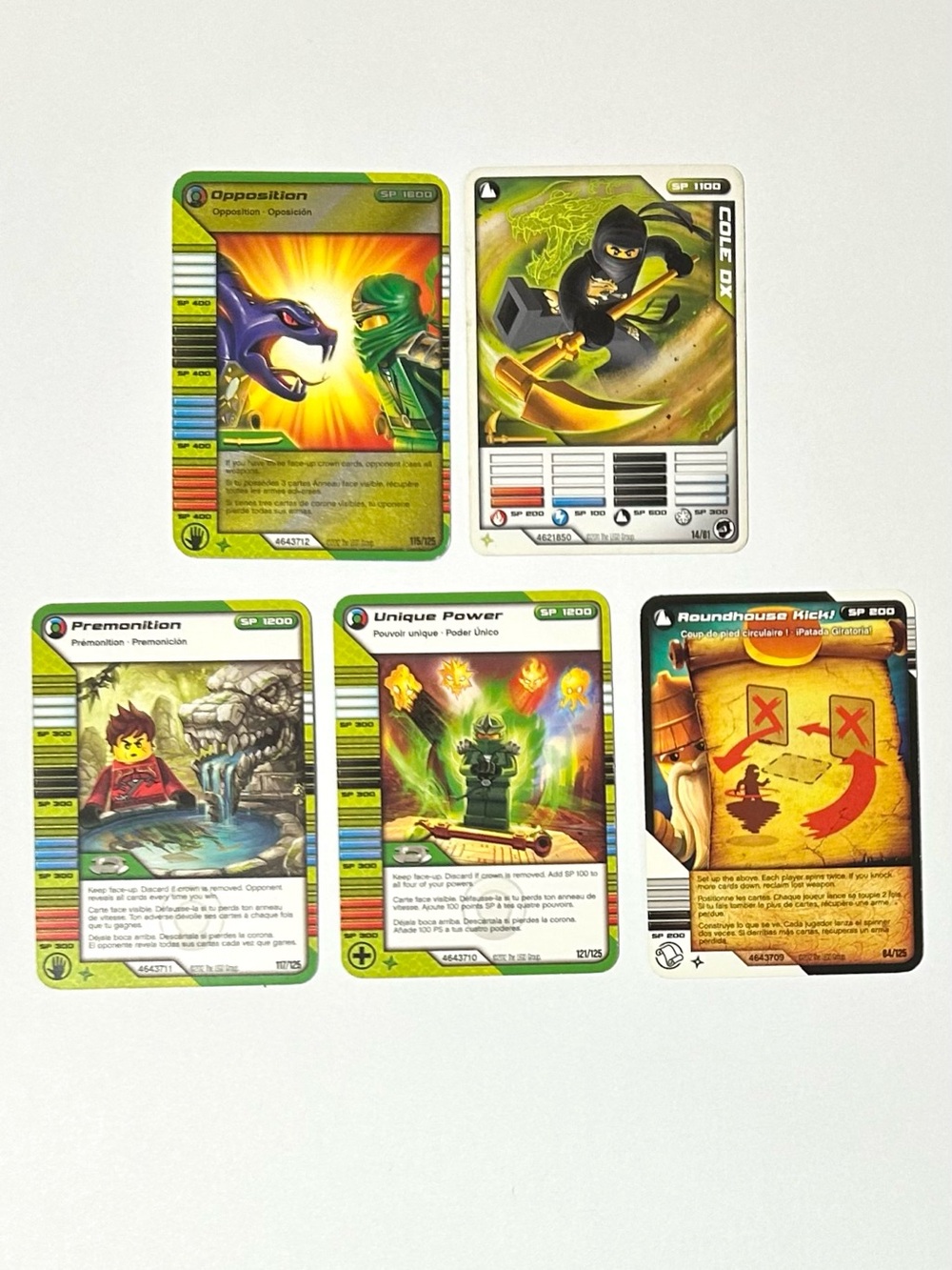 2012 Lego Ninjago Battle Cards 4/5 of Set 9574. Missing Lloyd ZX Card